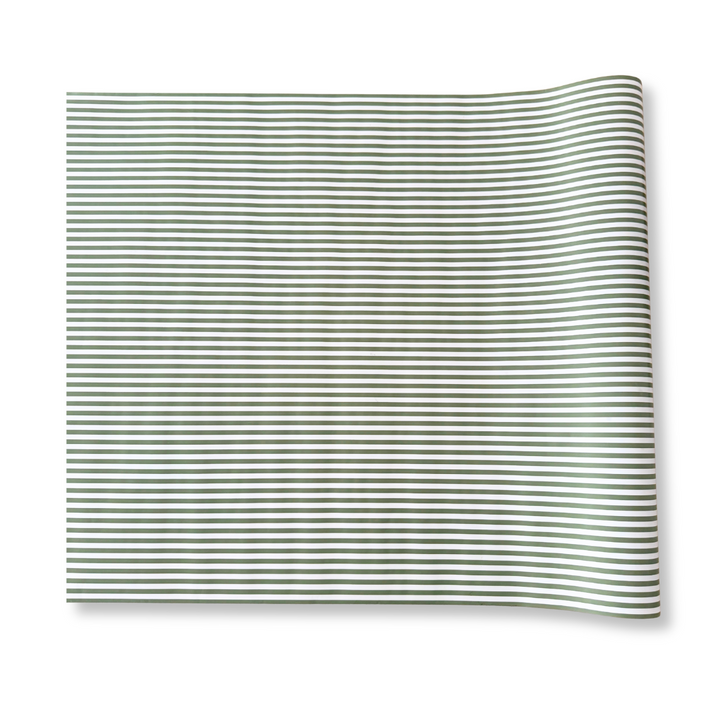 Green Striped Paper Table Runner – 19.5” x 150” | Disposable Party Table Décor