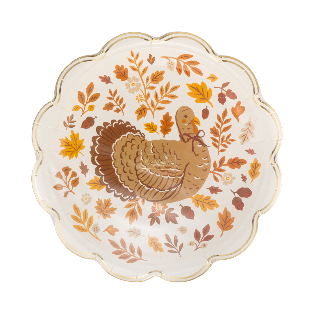 Turkey Foliage Thanksgiving Plates, view 3