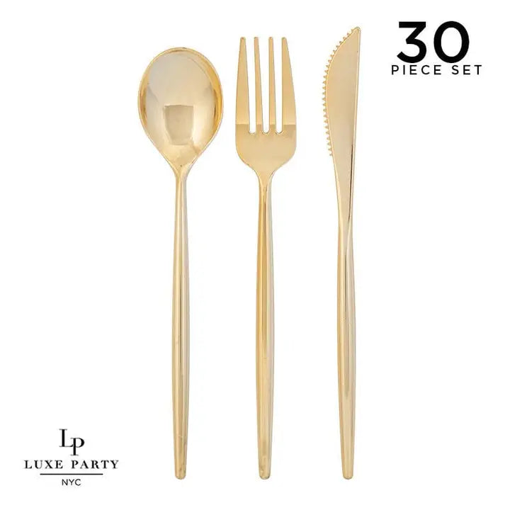 Matrix Gold Plastic Cutlery Set - 30pc