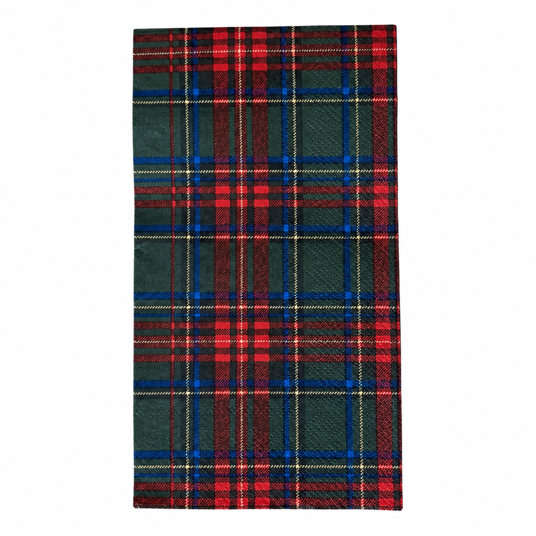 Heritage Tartan Christmas plaid paper guest napkin in red, green and navy