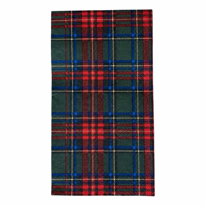 Heritage Tartan Christmas plaid paper guest napkin in red, green and navy