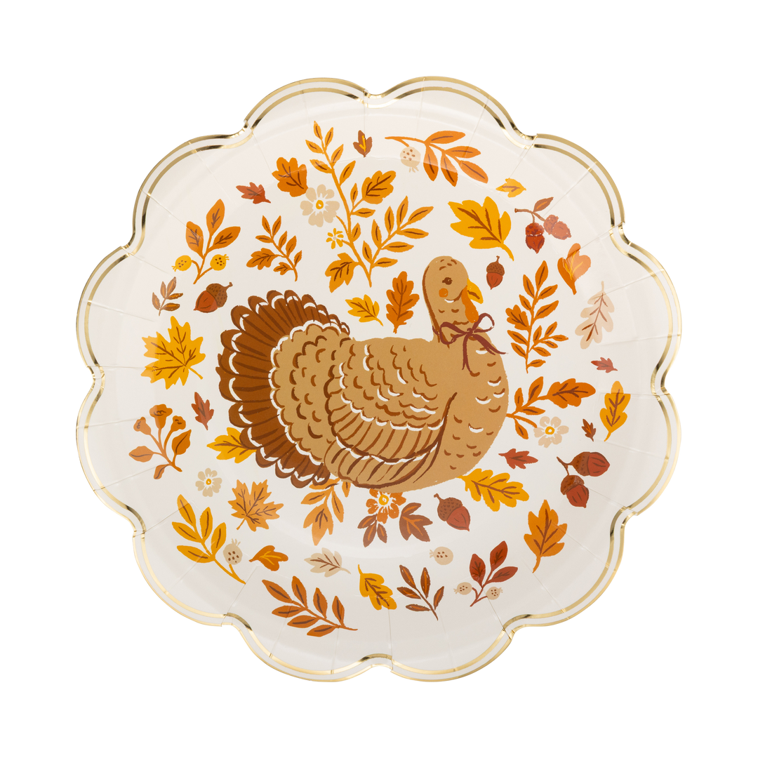 Turkey Foliage Thanksgiving Plates