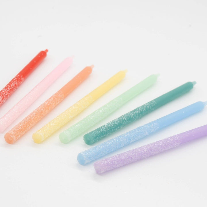 Rainbow Multicolor Candles with Iridescent Glitter, view 4