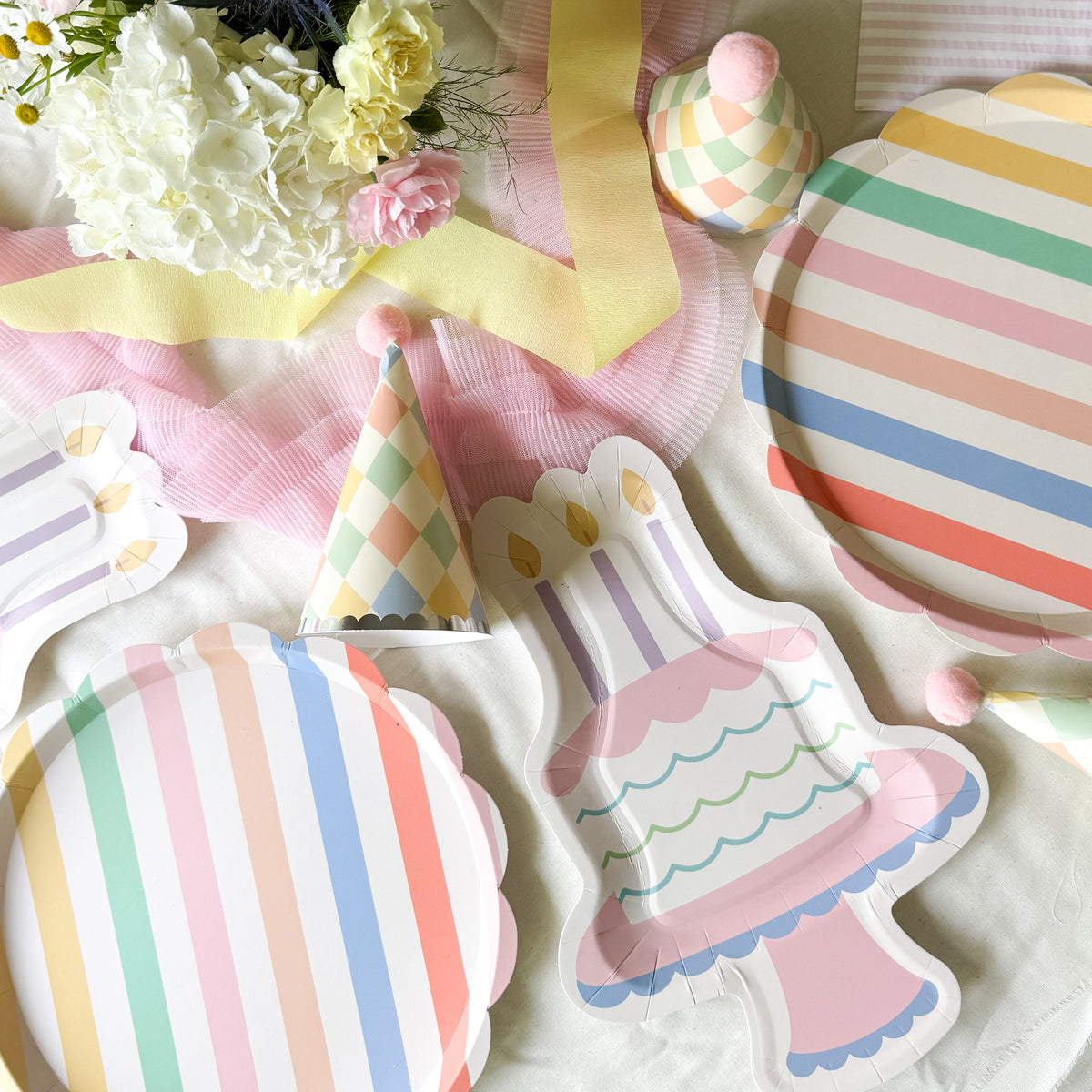 Colorful Harlequin Birthday Party Hats, view 2