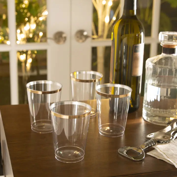 Luxe 12 oz Clear Plastic • Gold Plastic Cups - 20pc, view 2