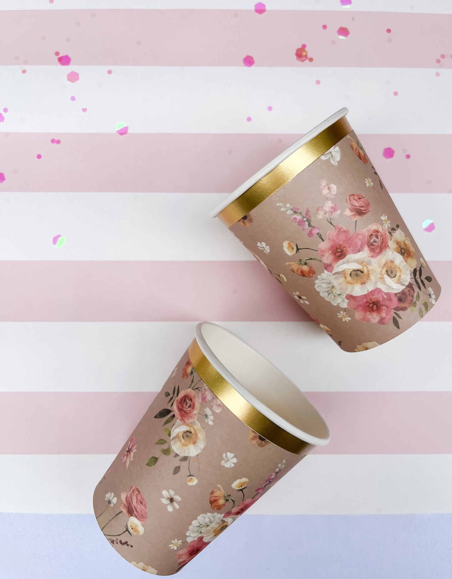 Floral Beige Cups