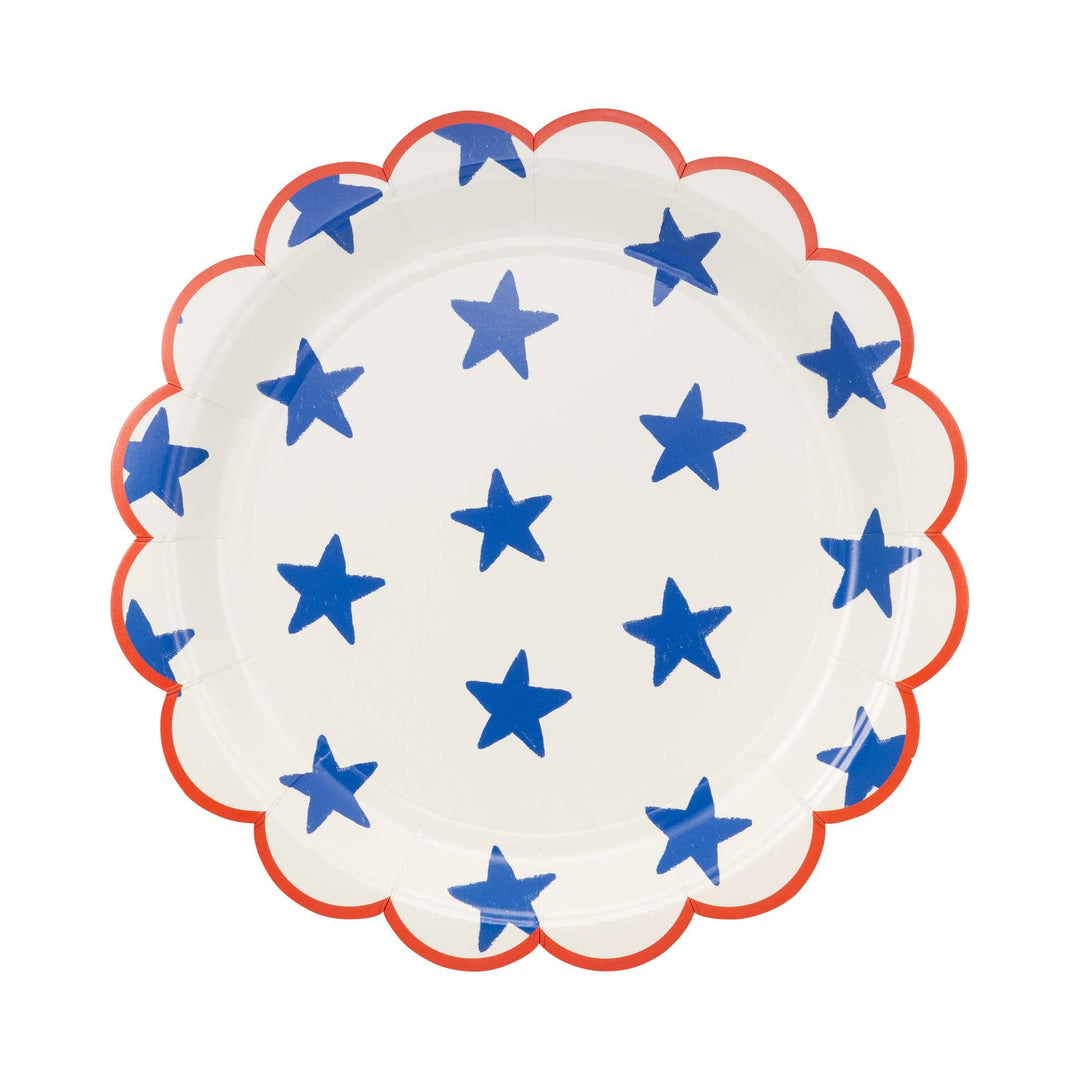 Blue Stars Scalloped Plates – 9"