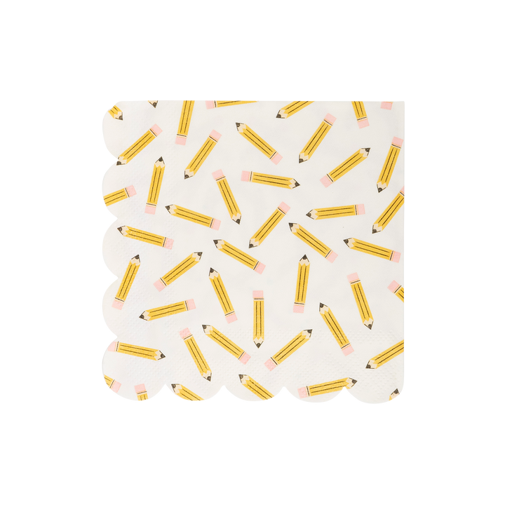 Pencil Pattern Scalloped Cocktail Napkins