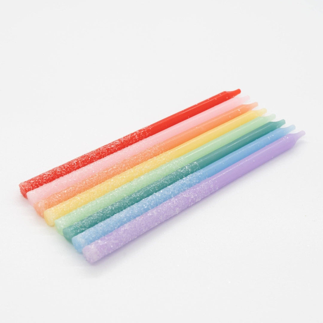 Rainbow Multicolor Candles with Iridescent Glitter, view 7