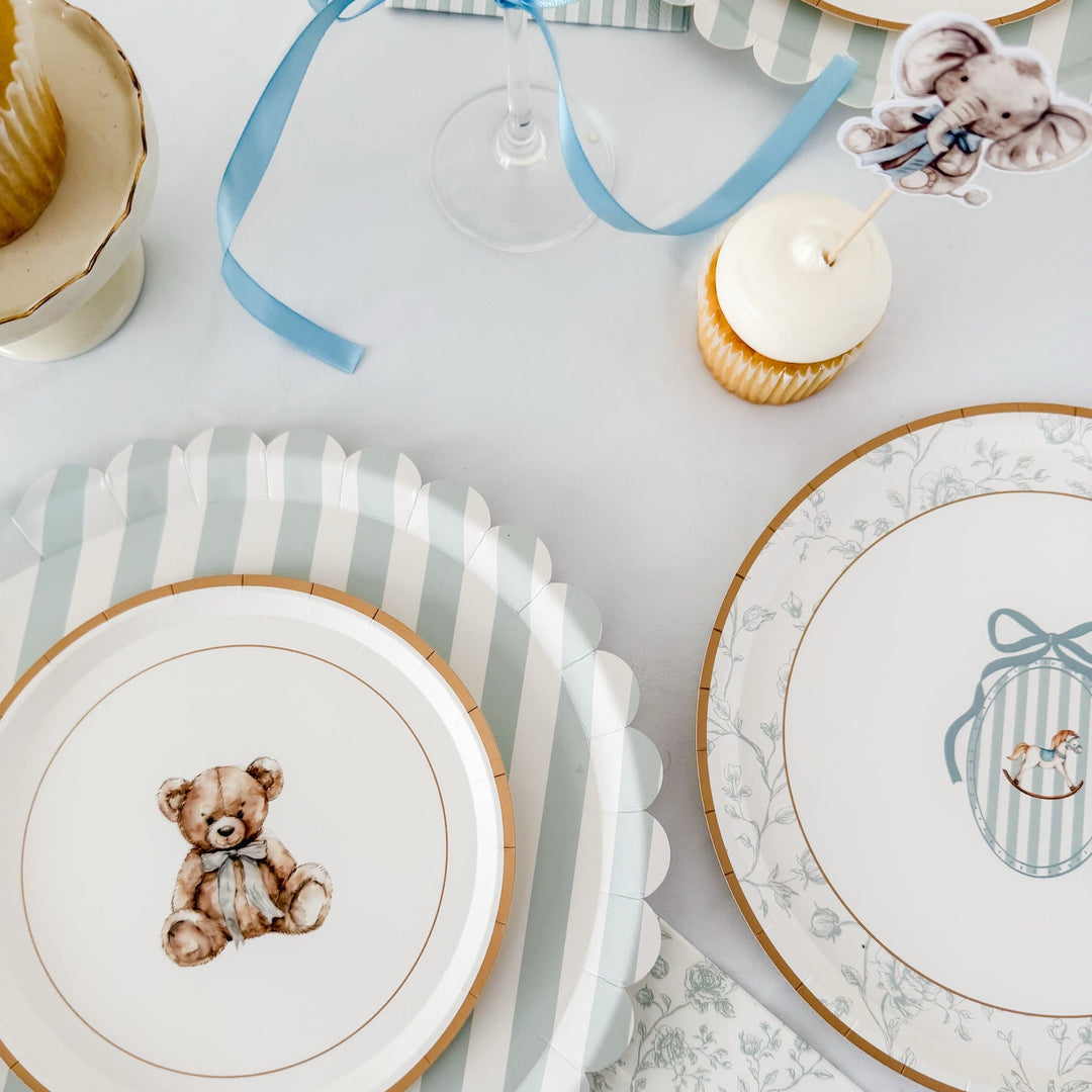 Baby Boy Cupcake Toppers – Vintage Teddy Bear Baby Shower Toppers, view 3
