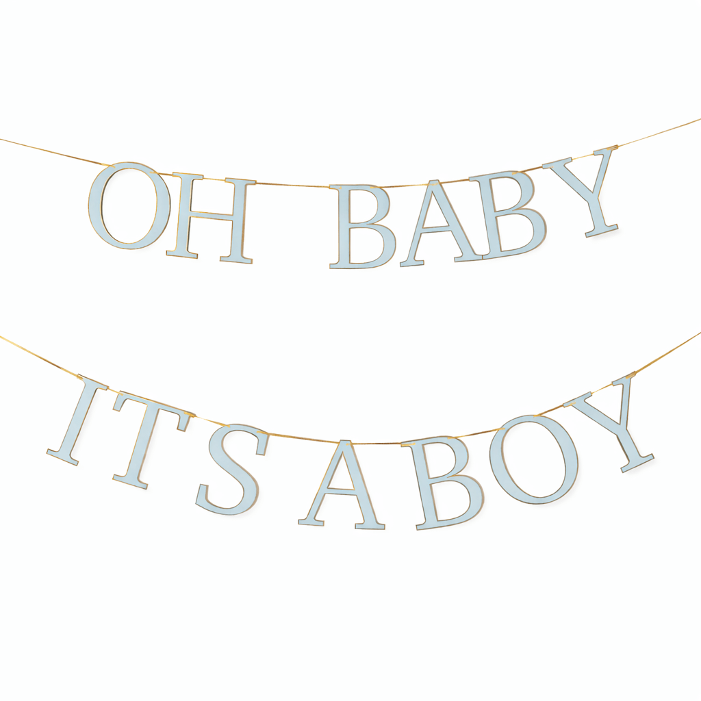 Baby Shower Banner Set – Light Blue & Gold Foil - Josi James - Banners