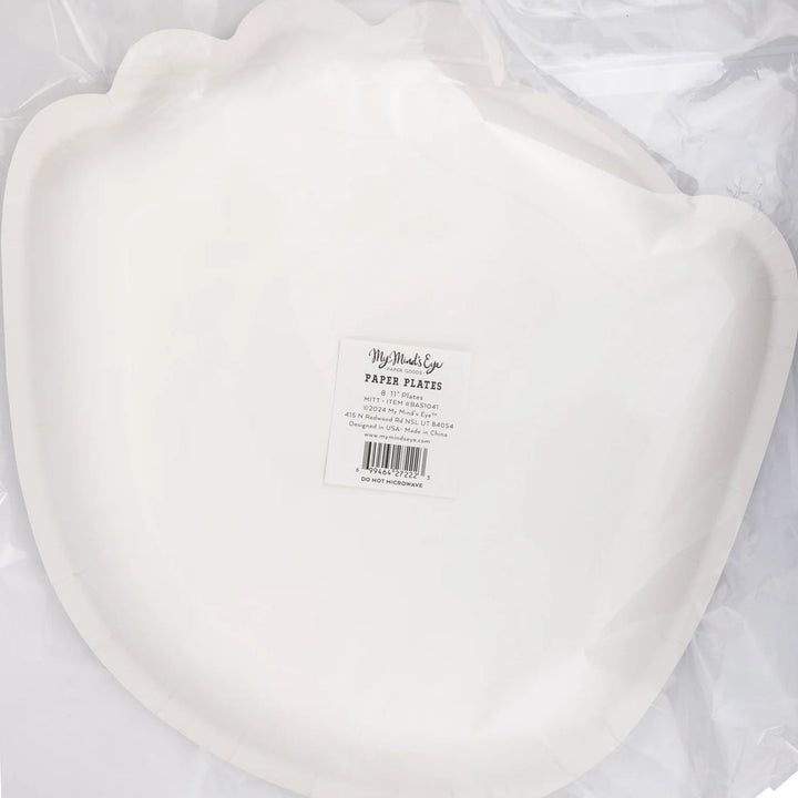 Baseball Mitt Shaped Paper Plates – 11" Game Day Party Plates with Gold Foil (8ct) - Josi James - Die Cut Plate