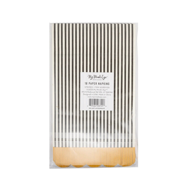 Black & Cream Graduation Striped Fringe Dinner Napkins – (18pcs) - Josi James - Tall Napkins