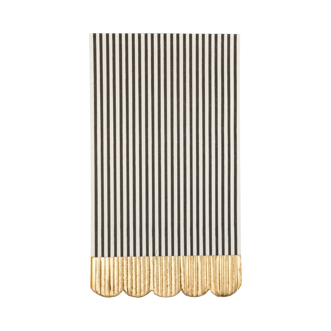 Black & Cream Graduation Striped Fringe Dinner Napkins – (18pcs) - Josi James - Tall Napkins
