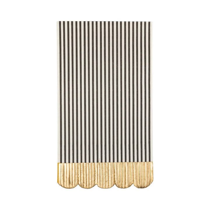 Black & Cream Graduation Striped Fringe Dinner Napkins – (18pcs) - Josi James - Tall Napkins