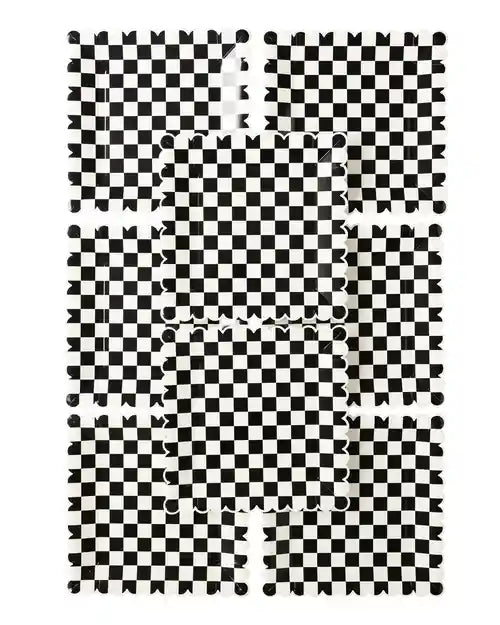 Black & White Checkered Scalloped 9” Square Dinner Plates – (8pcs) - Josi James - 9 Inch Plate