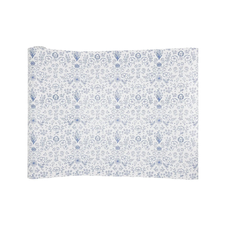 Blue Toile Floral 16" x 120" Whimsical Paper Table Décor for Tea Parties & Baby Showers - Josi James - Table Runner