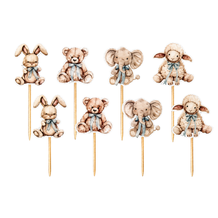 Baby Boy Cupcake Toppers – Vintage Teddy Bear Baby Shower Toppers