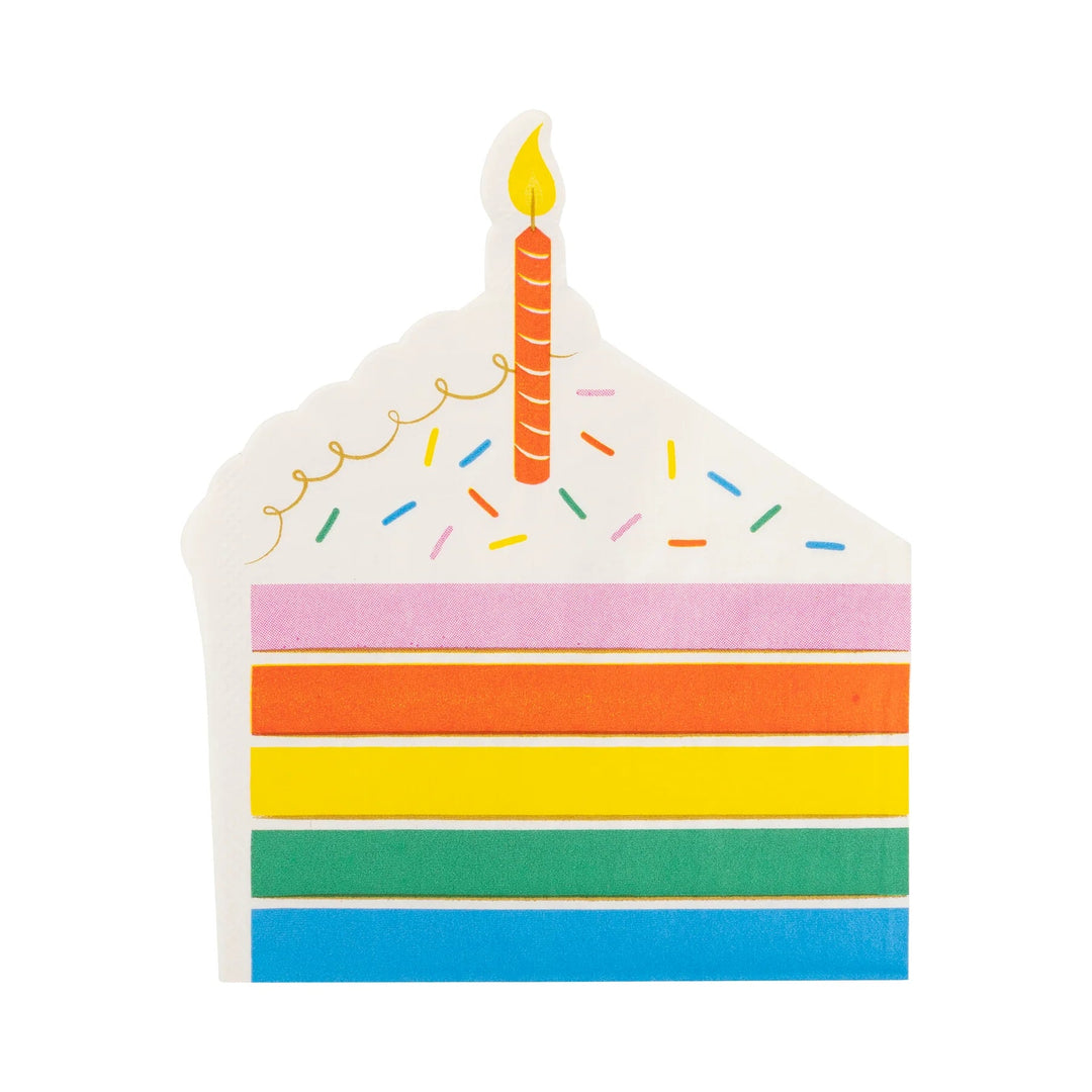 Bright & Colorful Gold Foil Cake - Shaped Paper Napkins (18pcs) - Josi James - 