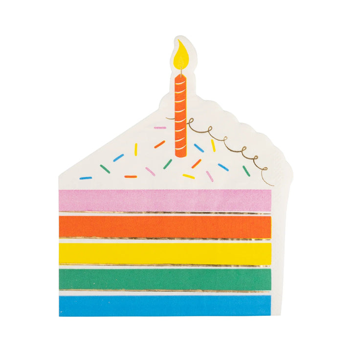 Bright & Colorful Gold Foil Cake - Shaped Paper Napkins (18pcs) - Josi James - 
