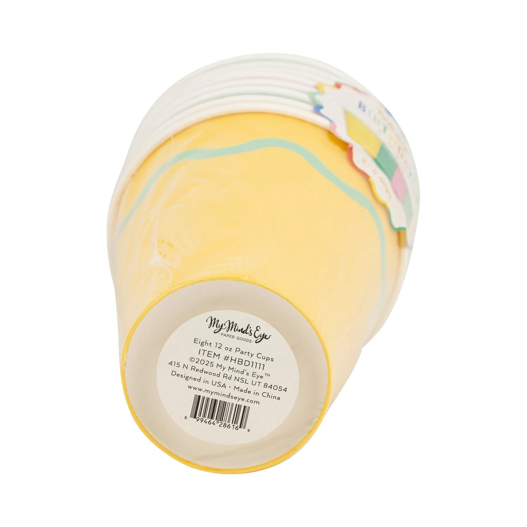 Bright Party Cups – 12oz Paper Cups (Set of 8, 4 Designs) - Josi James - Cups