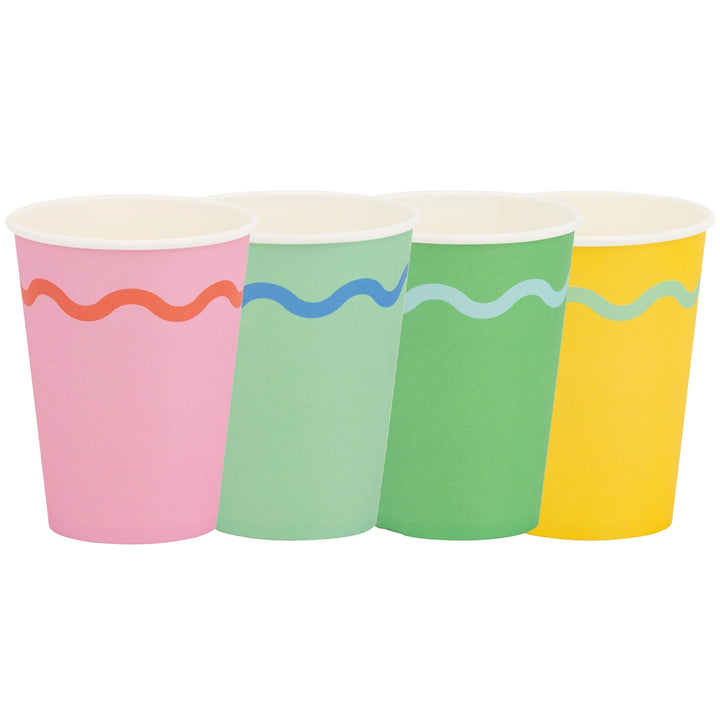 Bright Party Cups – 12oz Paper Cups (Set of 8, 4 Designs) - Josi James - Cups