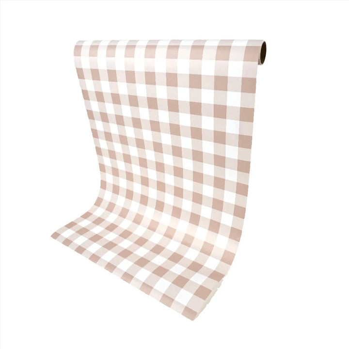 Brown Gingham Table Runner – 18" x 120" Disposable Paper Table Runner - Josi James - Table Runner