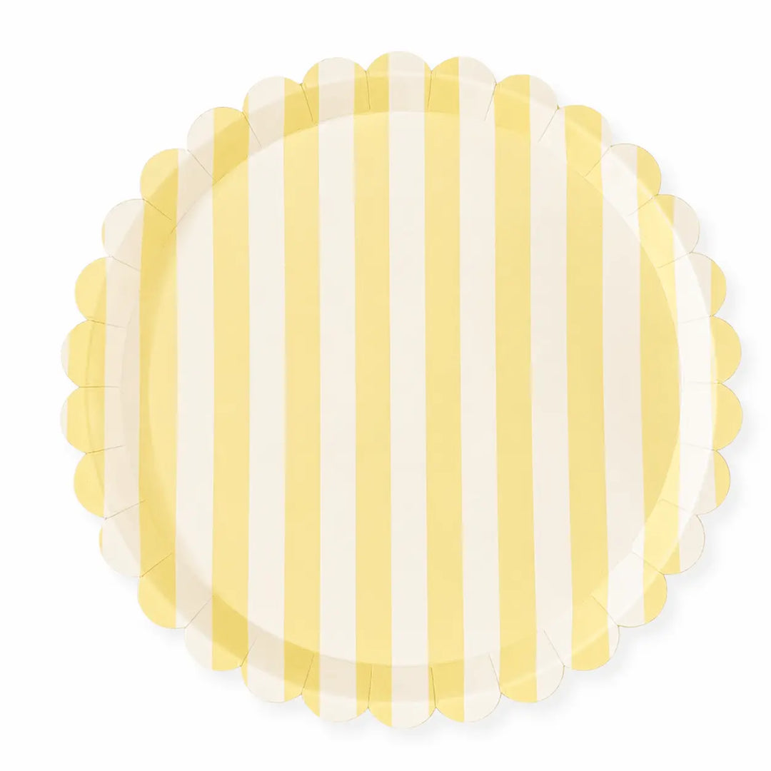 Butter Yellow & Cream Stripe 10.5" Scalloped Plate