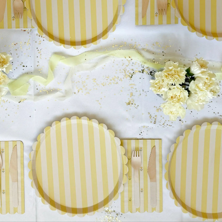 Butter Yellow Striped Floral Guest Napkins, view 2