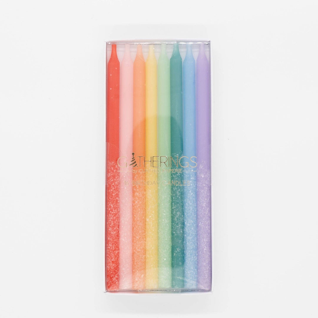 Rainbow Multicolor Candles with Iridescent Glitter, view 8
