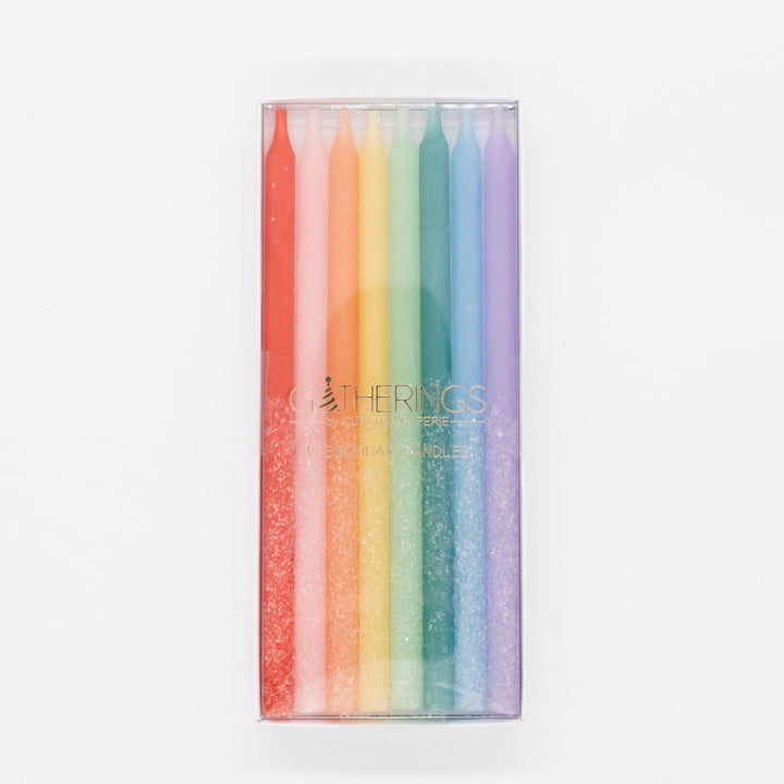 Rainbow Multicolor Candles with Iridescent Glitter, view 8