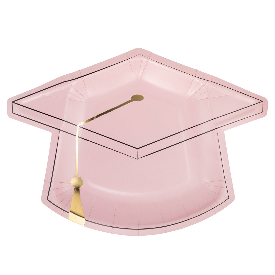 Pink Graduation Cap Shaped Plates