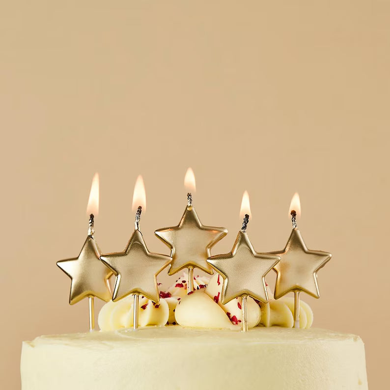 Gold Metallic Star Candles, view 2