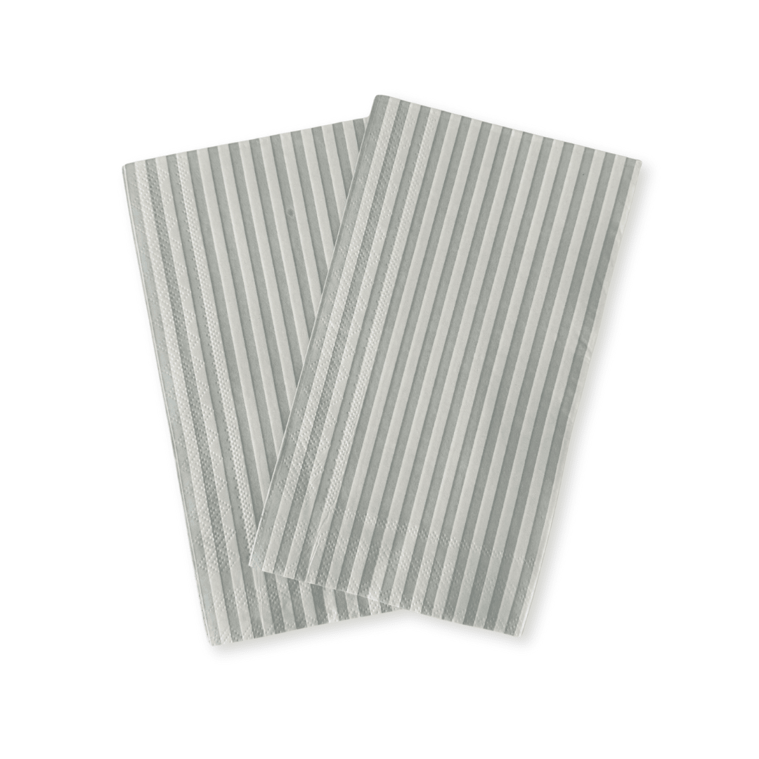 Candy Striped Sea Foam Blue & White Guest Napkins, 24pcs - Josi James - Tall Napkins