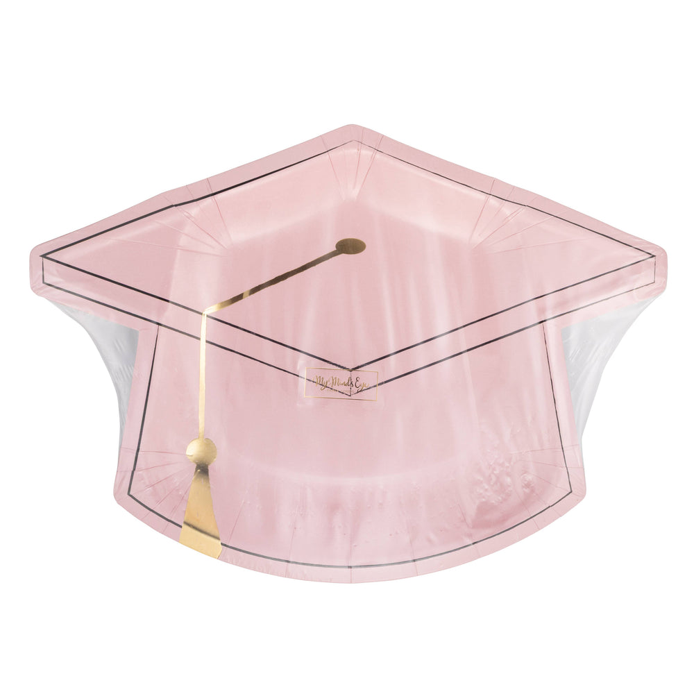 Pink Graduation Cap Shaped Plates, view 2