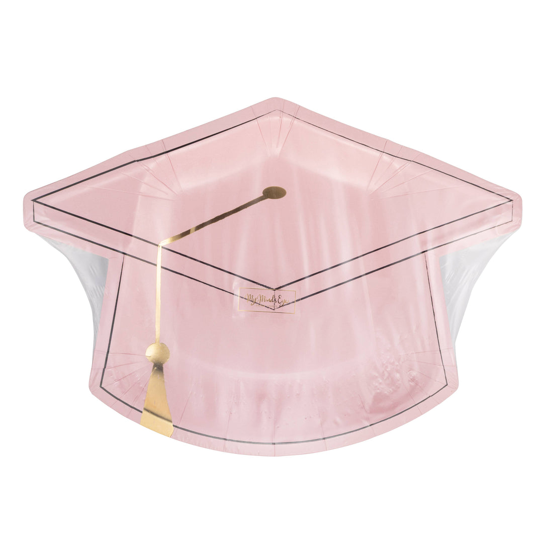 Pink Graduation Cap Shaped Plates, view 2