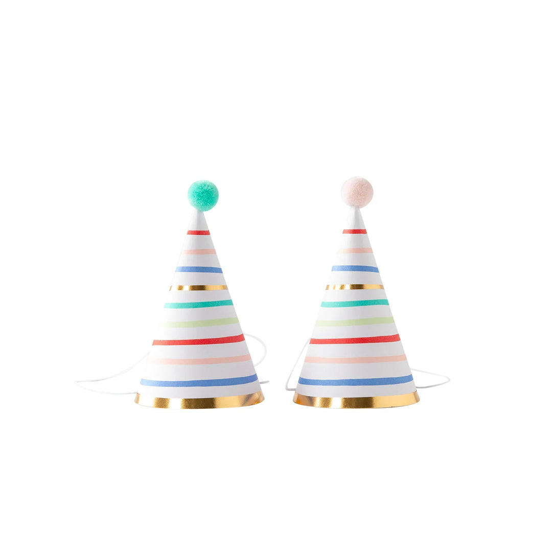 Colorful Party Hats with Gold Foil – Whimsical Birthday Hats for Kids & Adults (8ct) - Josi James - Party Hats