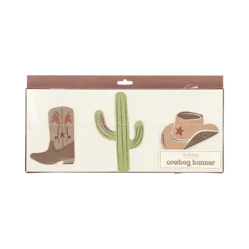 Cowboy Icon Party Banner – Western Birthday Decoration - Josi James - Banners