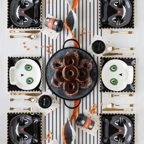 Cream & Black Striped Paper Table Runner – 16" x 120" - Josi James - Table Runner