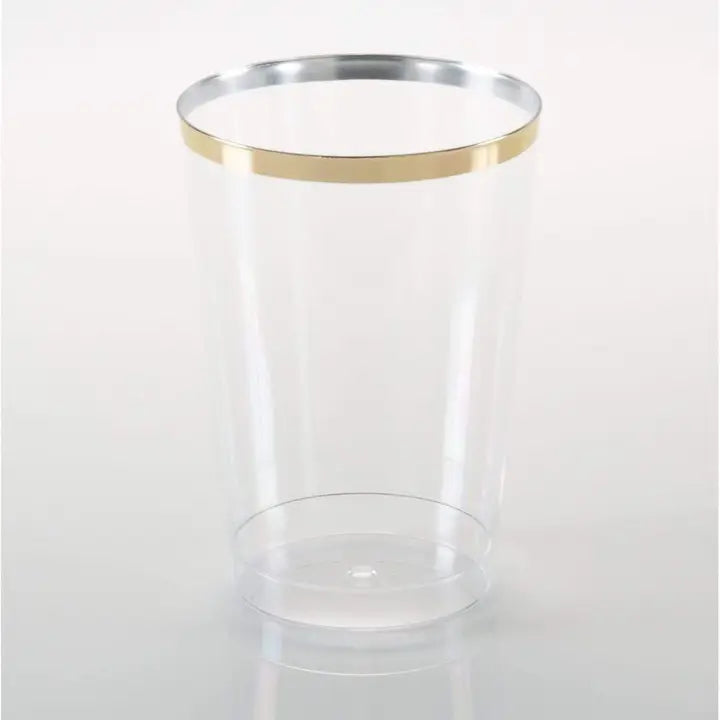 Luxe 12 oz Clear Plastic • Gold Plastic Cups - 20pc