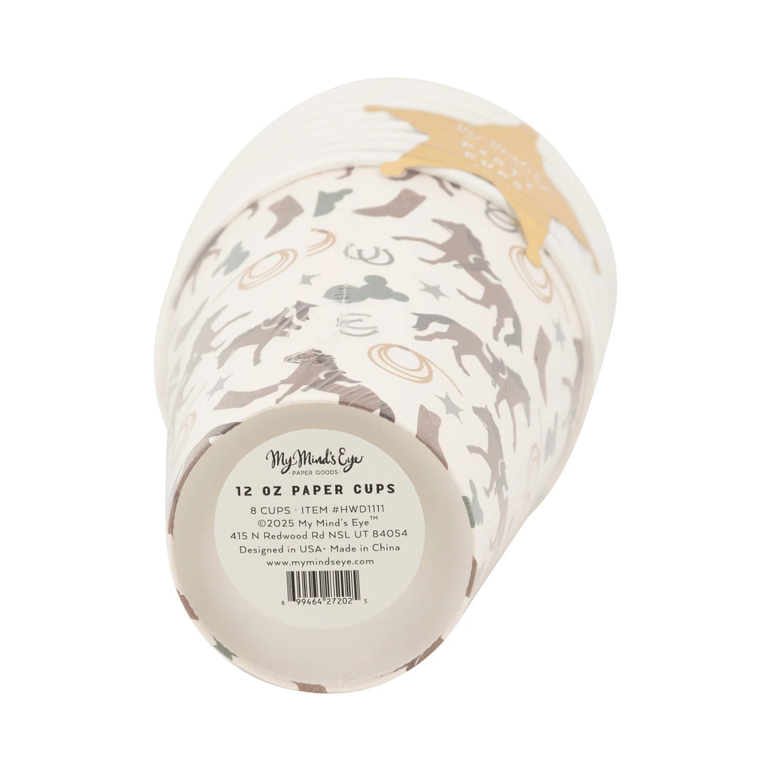 12oz disposable cowboy party cups for western-themed events