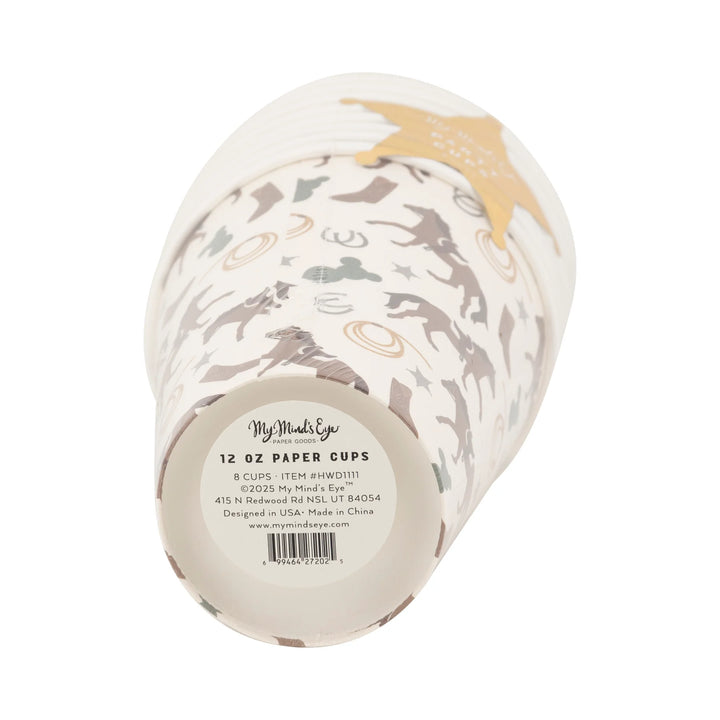 12oz disposable cowboy party cups for western-themed events