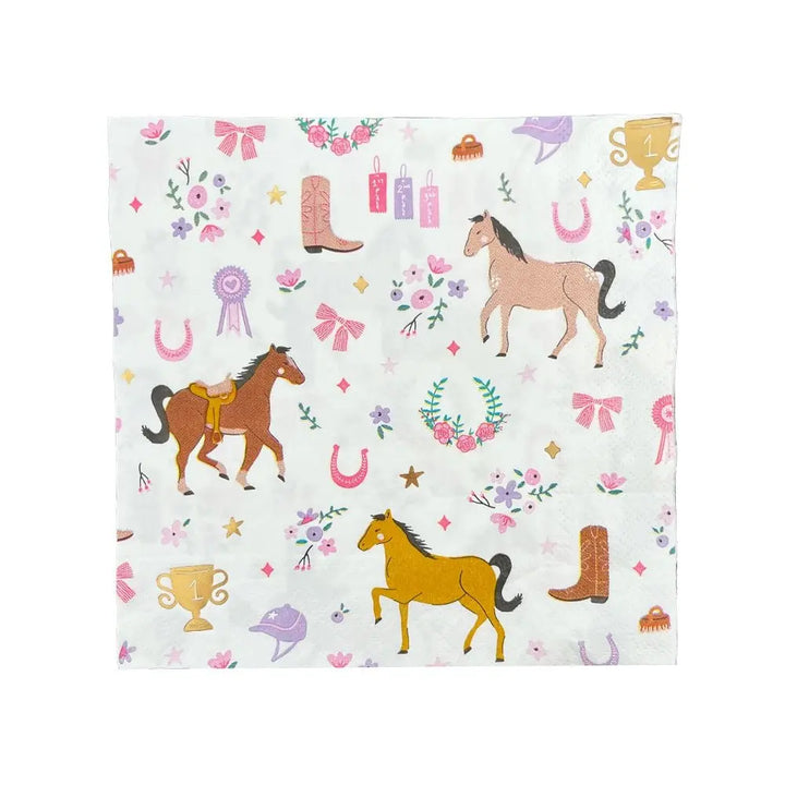 Equestrian Cowgirl Pink Patterned Lunch Napkins