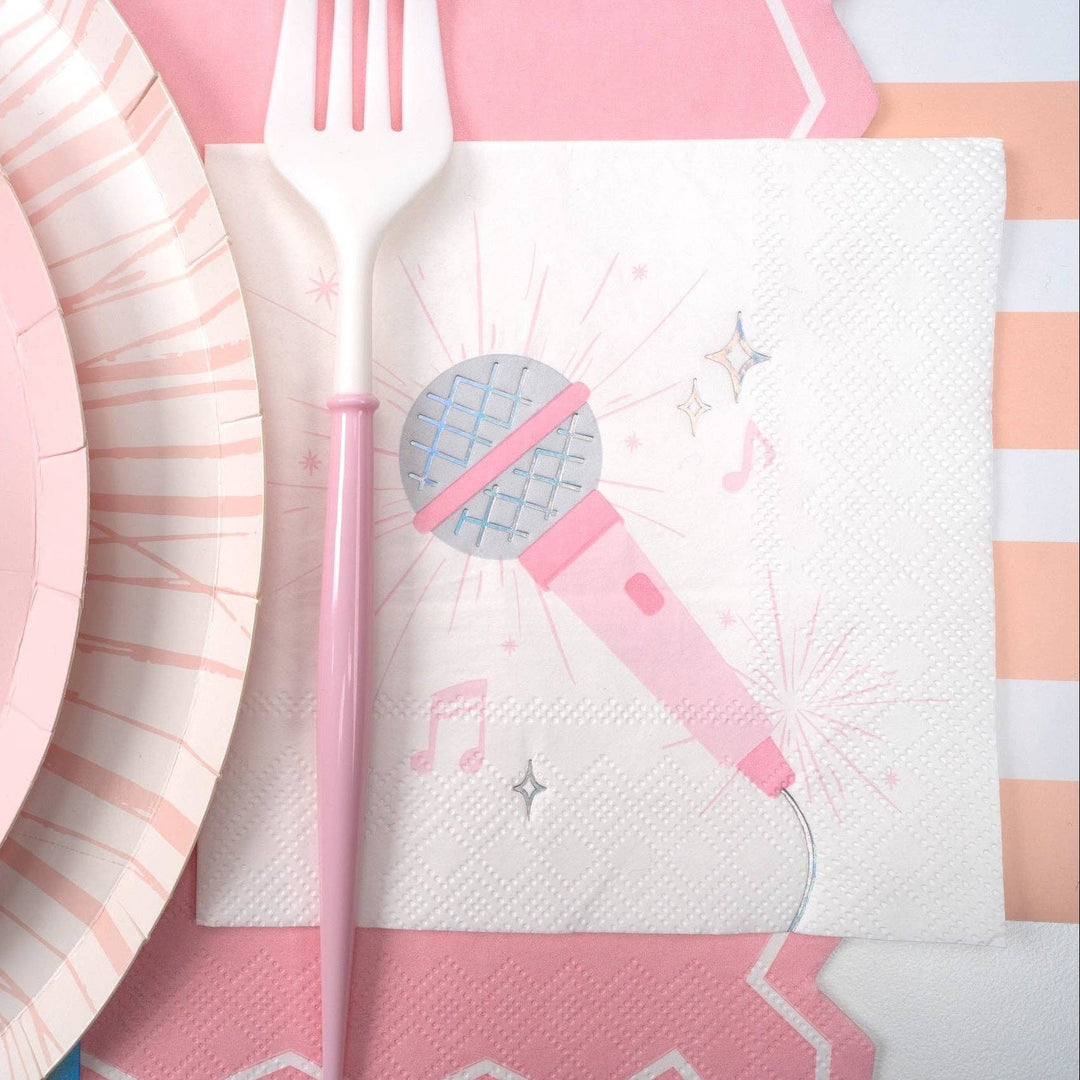 Pop Star Dance Party Microphone Cocktail Napkins, view 3