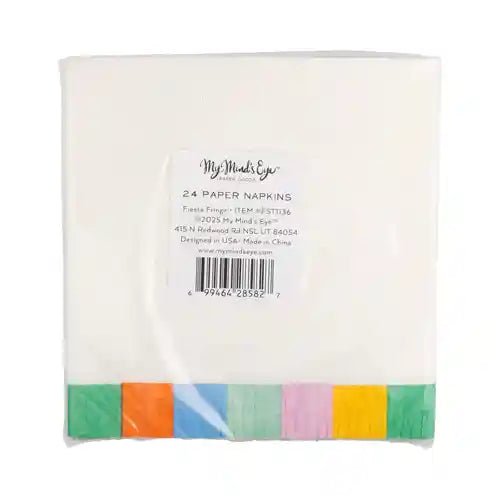 Fiesta Fringed Cocktail Napkins – 5" Colorful Party Napkins with Fringe Edges (24ct) - Josi James - Small Napkins