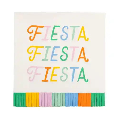 Fiesta Fringed Cocktail Napkins – 5" Colorful Party Napkins with Fringe Edges (24ct) - Josi James - Small Napkins