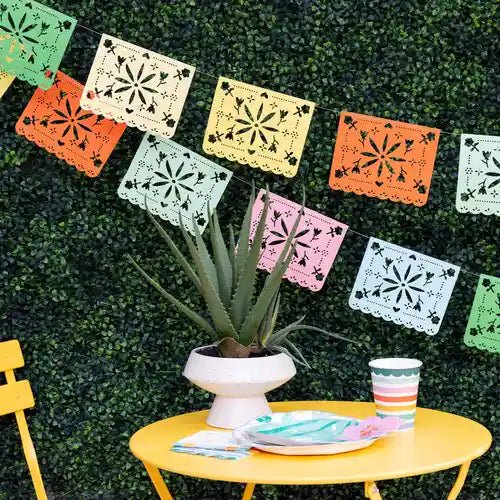 Fiesta Papel Picado Banner – 10ft Colorful Mexican Party Garland (12pc) - Josi James - Banners