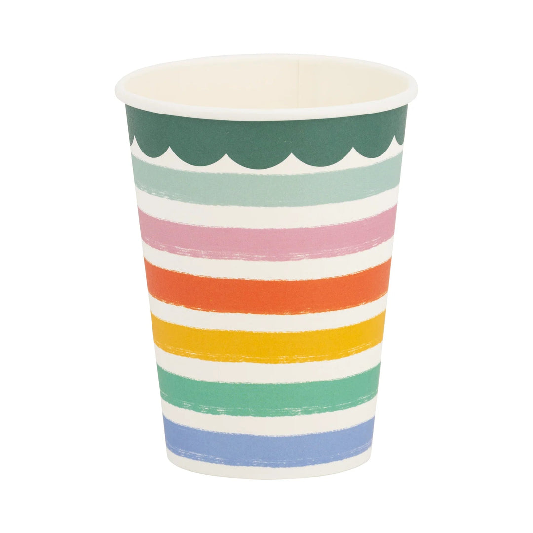 Fiesta Striped Paper Cups – 12oz Colorful Party Cups for Cinco de Mayo & Celebrations (8ct) - Josi James - Cups