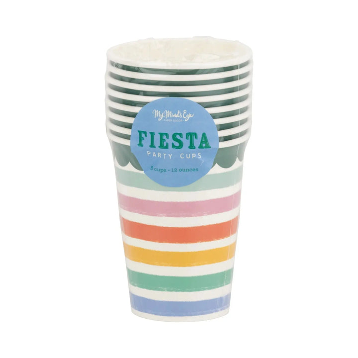 Fiesta Striped Paper Cups – 12oz Colorful Party Cups for Cinco de Mayo & Celebrations, view 4