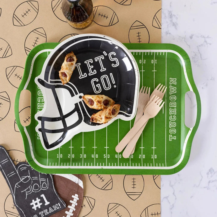 Football Field Bamboo Serving Tray – 16.5" x 11.5" Reusable Game Day Snack Platter - Josi James - Tray